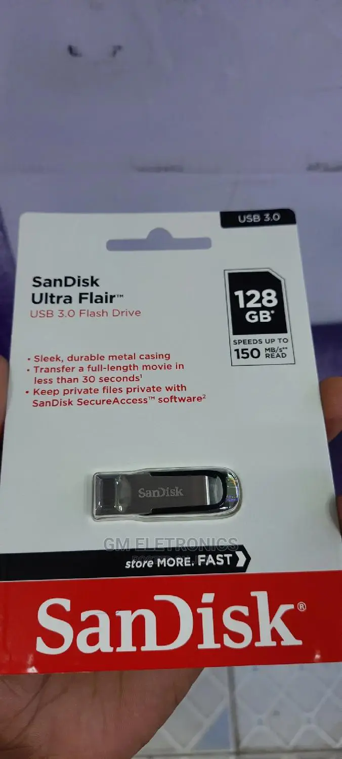 128gb Metallic Usb 3•0 Sandisk Flash Drive.