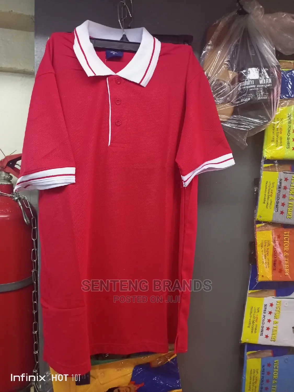 Red Polo T-Shirts With White Color