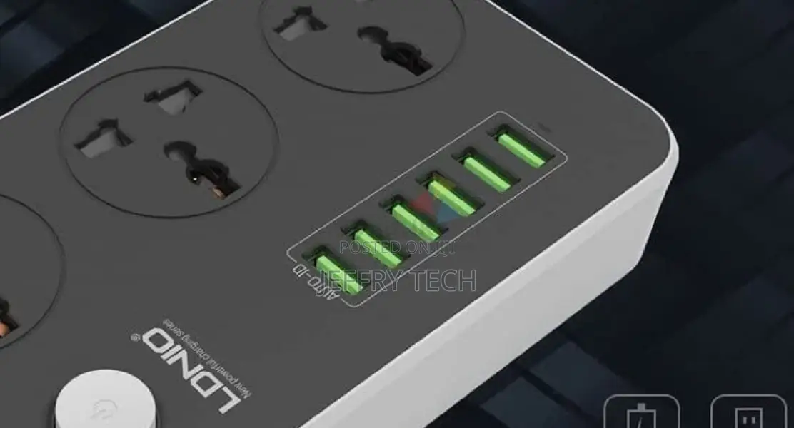 LDNIO – Power Extension With 6 USB Ports Cord 2 Meter