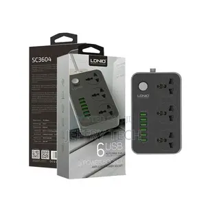 LDNIO – Power Extension With 6 USB Ports Cord 2 Meter