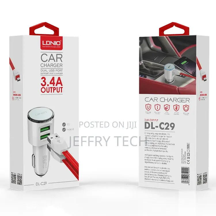 LDNIO 2 USB 5v-3.4a Quick Charging Car Charger Model:DL-C29