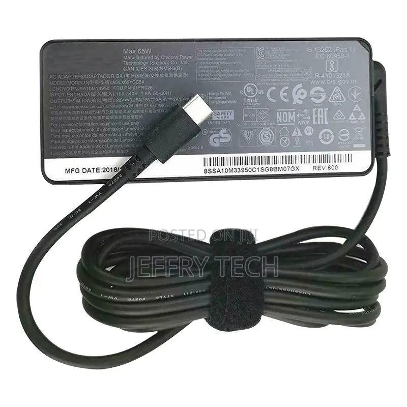 Laptop Charger for Lenovo Type-C 20V 3.25A 65W 01FR024 01FR0