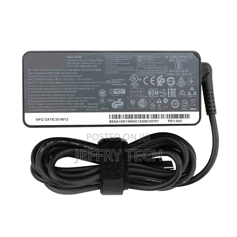 Laptop Charger for Lenovo Type-C 20V 3.25A 65W 01FR024 01FR0