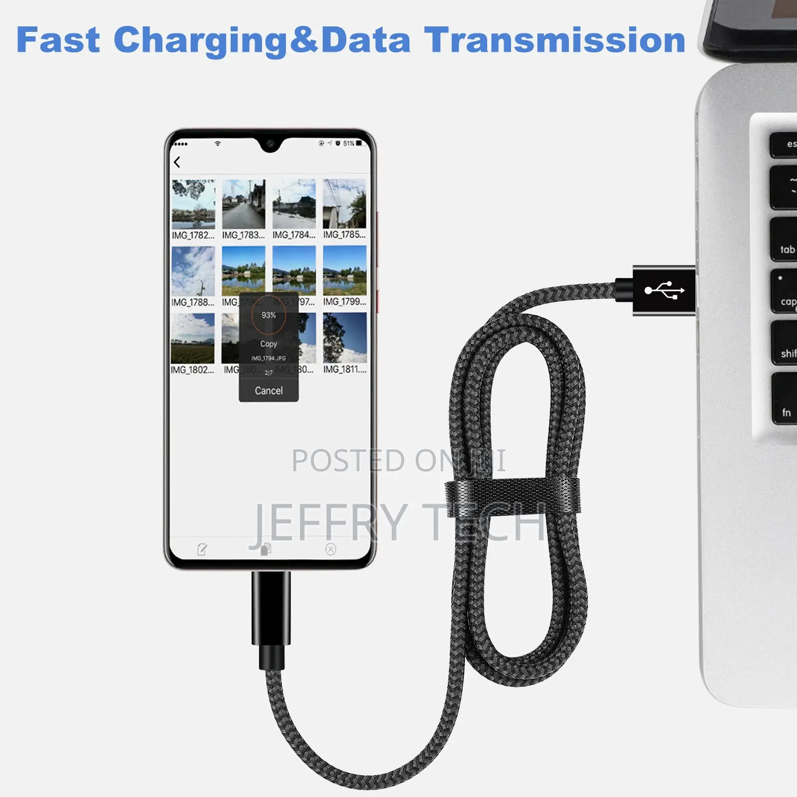 USB Type C Cable 3A Fast Phone Charging 6ft Wire Cord Cable