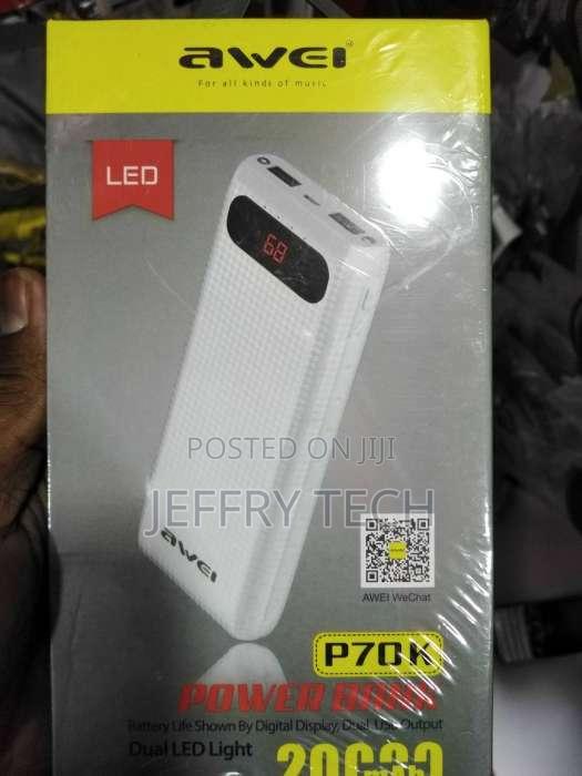 Awei P70K 20000mah Dual USB Power Bank Charger With Led Light - main view
