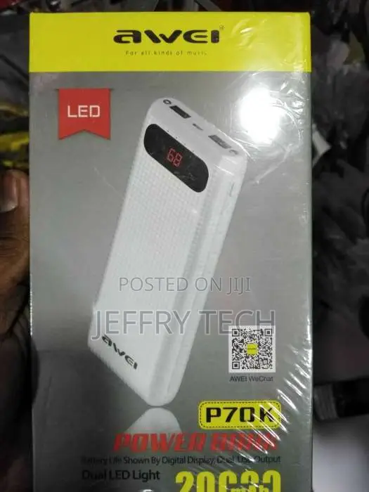 Awei P70K 20000mah Dual USB Power Bank Charger With Led Light