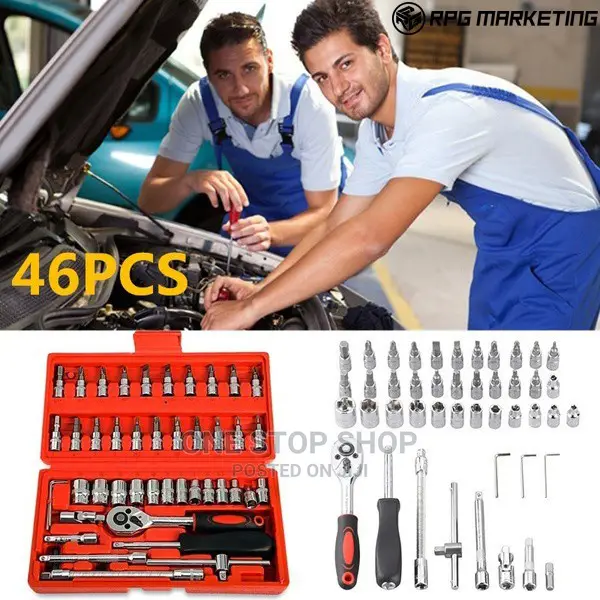 46pcs Maintenance Repair Toolkit Wrench Socket Set