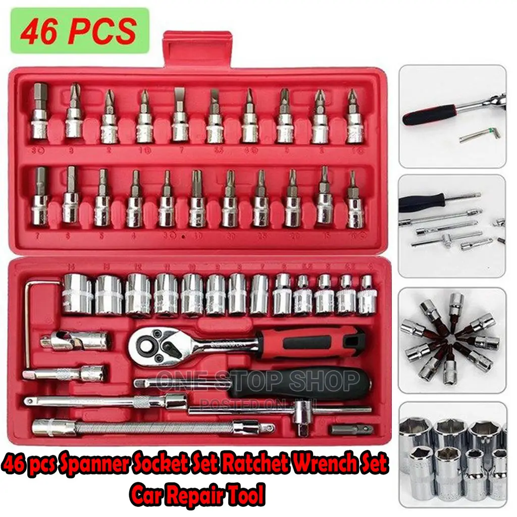 46pcs Maintenance Repair Toolkit Wrench Socket Set