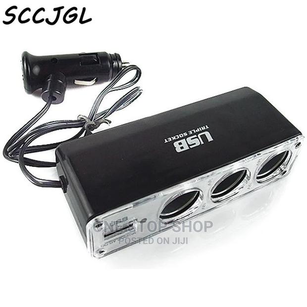 3 Port Cigarette Lighter Extension Socket With Usb Port - main view
