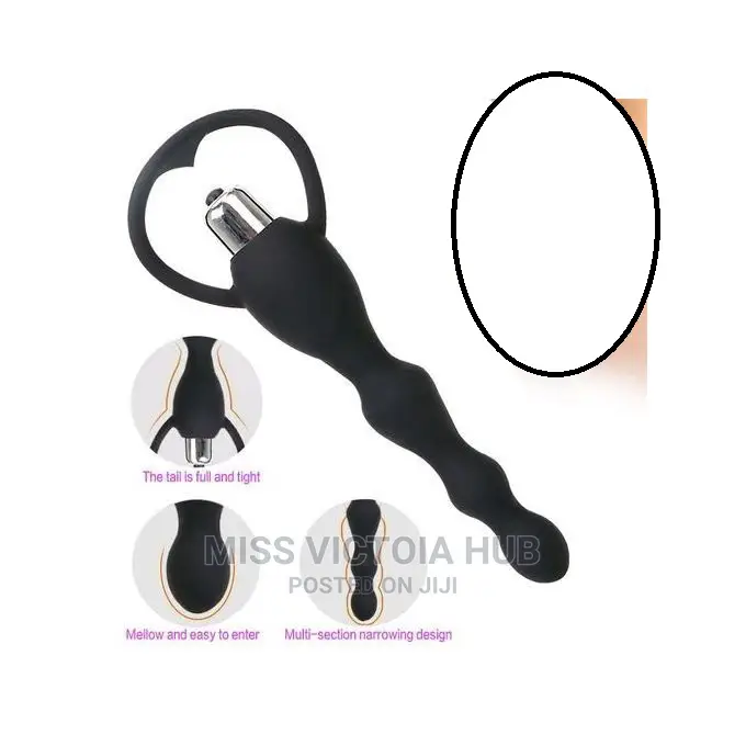 Pink Silicone Anal Beads Butt Plug Vibrator