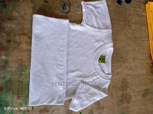 Kids White Plain Cotton T-Shirts - thumbnail 3