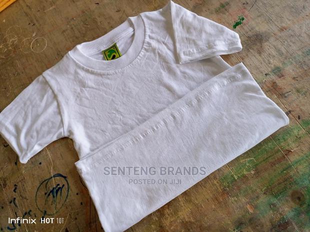 Kids White Plain Cotton T-Shirts - thumbnail 6