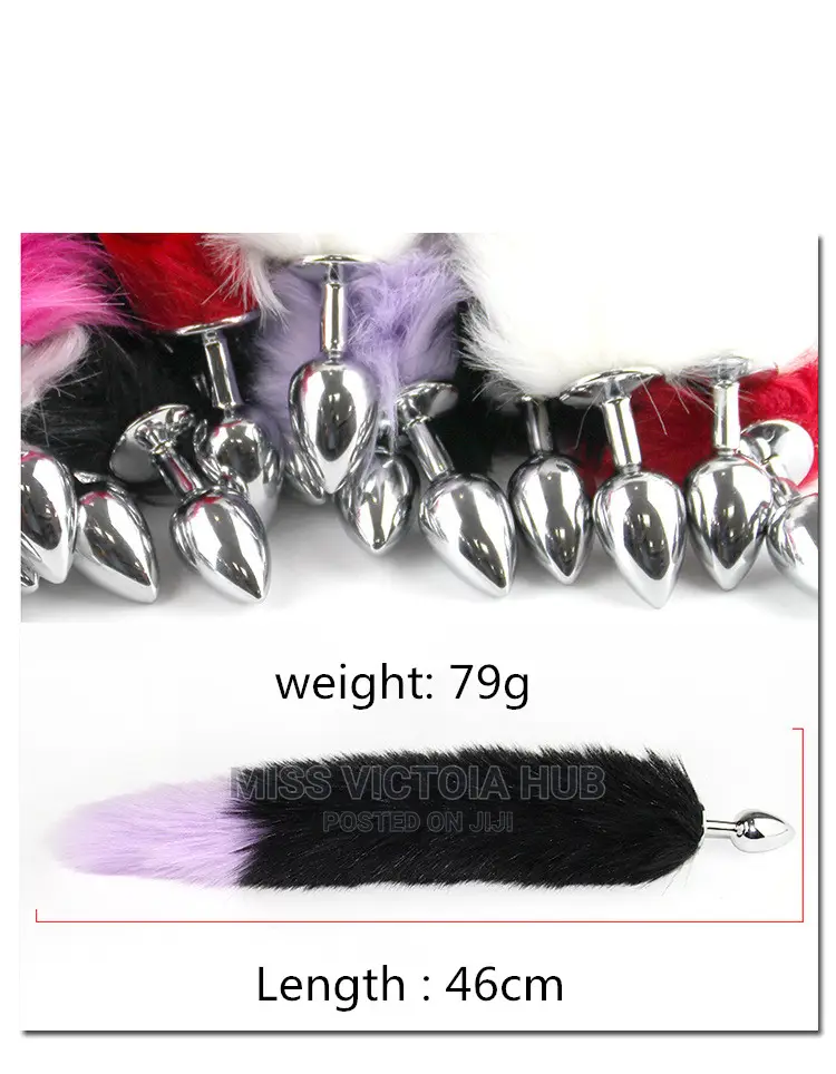 Colorful Faux Fox Tail Metal Anal- Butt Plug