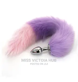 Colorful Faux Fox Tail Metal Anal- Butt Plug