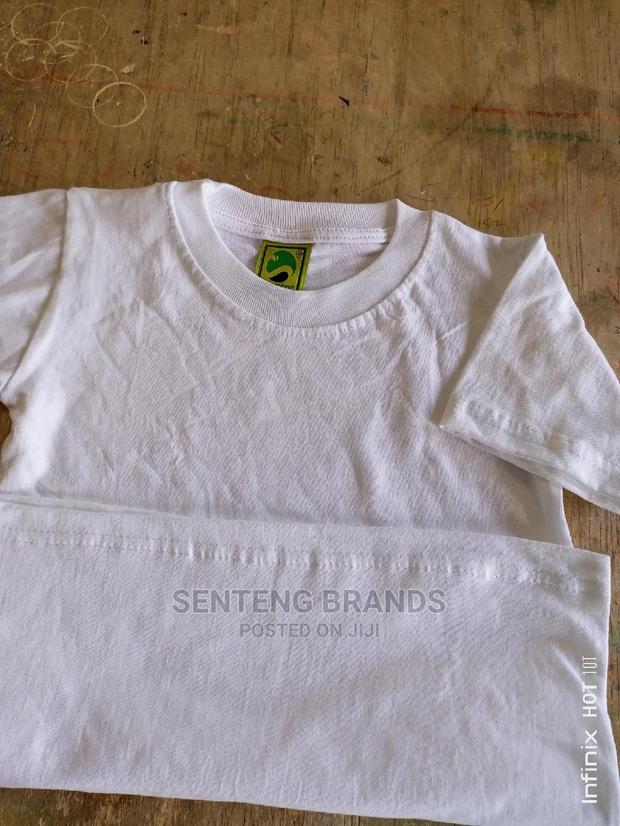 Kids White Plain Cotton T-Shirts - thumbnail 2