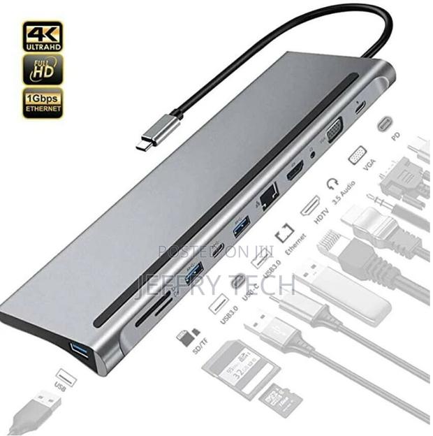 11in1 USB C Adapter Type C Hub, USB 3.0 Ethernet VGA 4K HDMI