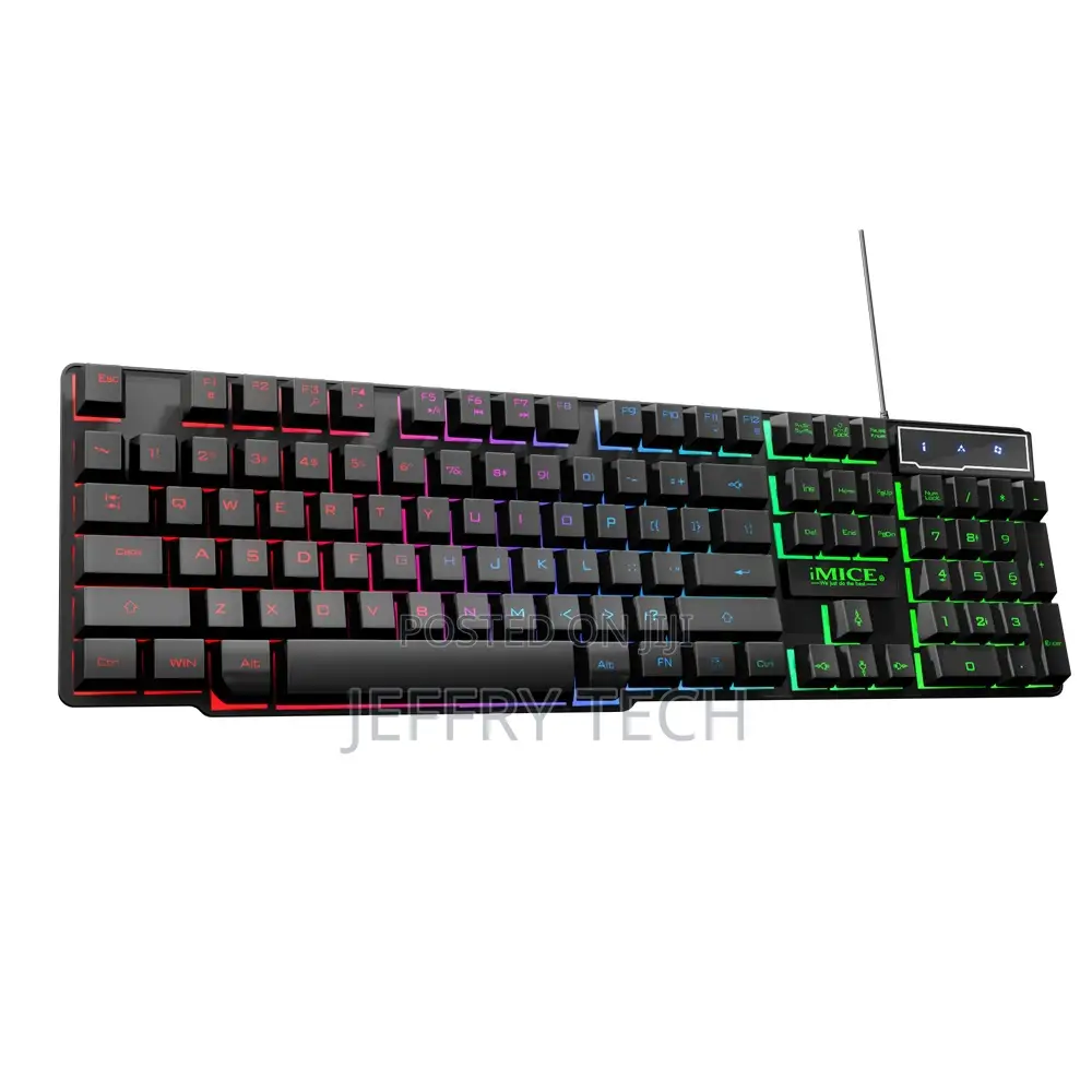 Gaming Keyboard, Rainbow Backlit Ultra-Slim Wired USB Keyboa