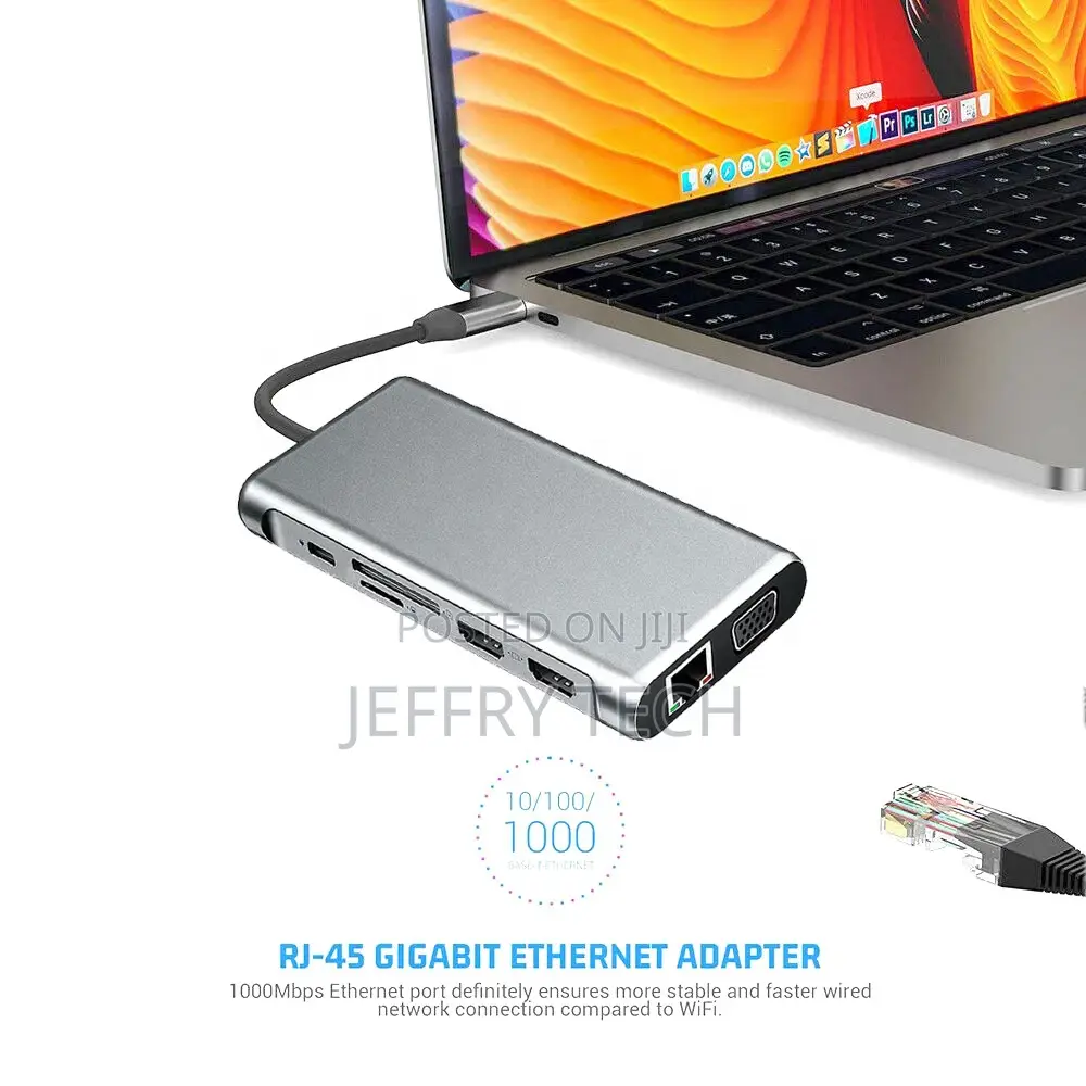 12 in 1 USB C to Dual 4K HDMI Hub With Ethernet,VGA, Audio,4