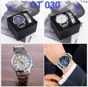 Stainless Steel Wrist Watches With Bracelet and Gift Box.