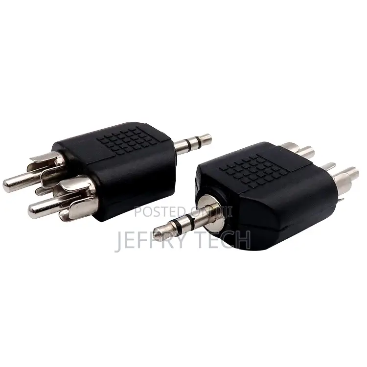 3.5mm Male to 2RCA Male Adapter 3.5/2rca Converter Black Pla