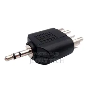 3.5mm Male to 2RCA Male Adapter 3.5/2rca Converter Black Pla