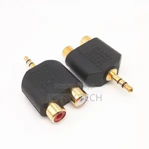 3.5mm Male Plug to 2 RCA Female Socket White Left Channel Re