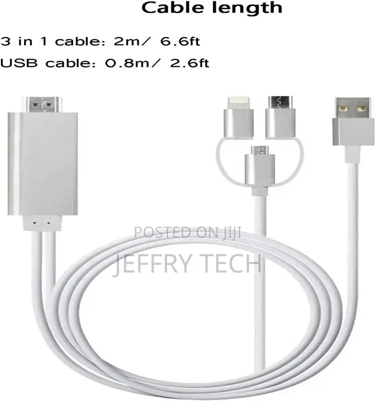 3 in 1 HDTV Adapter Cable, Phone to HDTV Cable Digital Audio