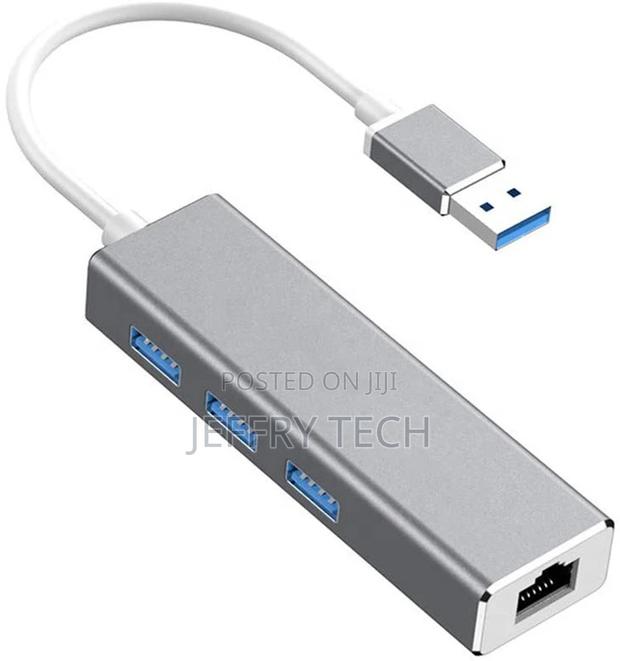 USB 3.0 Hub With RJ45 Gigabit Ethernet LAN Adapter, 10/100/1