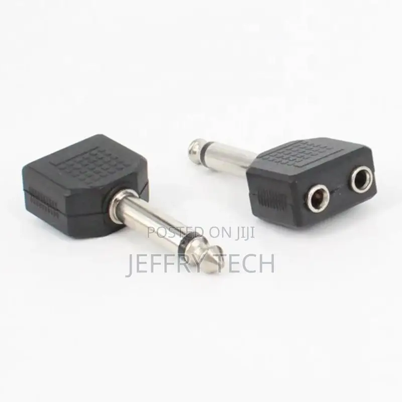 1/4 Inch 6.35mm Mono Plug Male to Dual 3.5mm 1/8 Inch Female