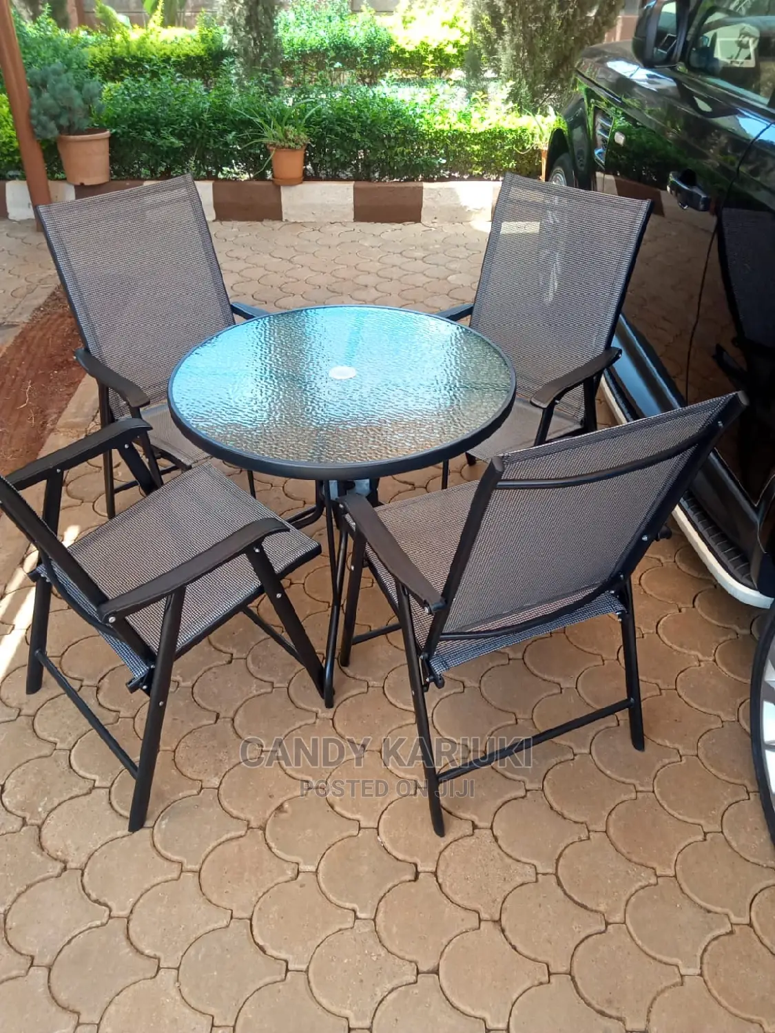 Modern Outdoor Table With 4 Foldable Seats
