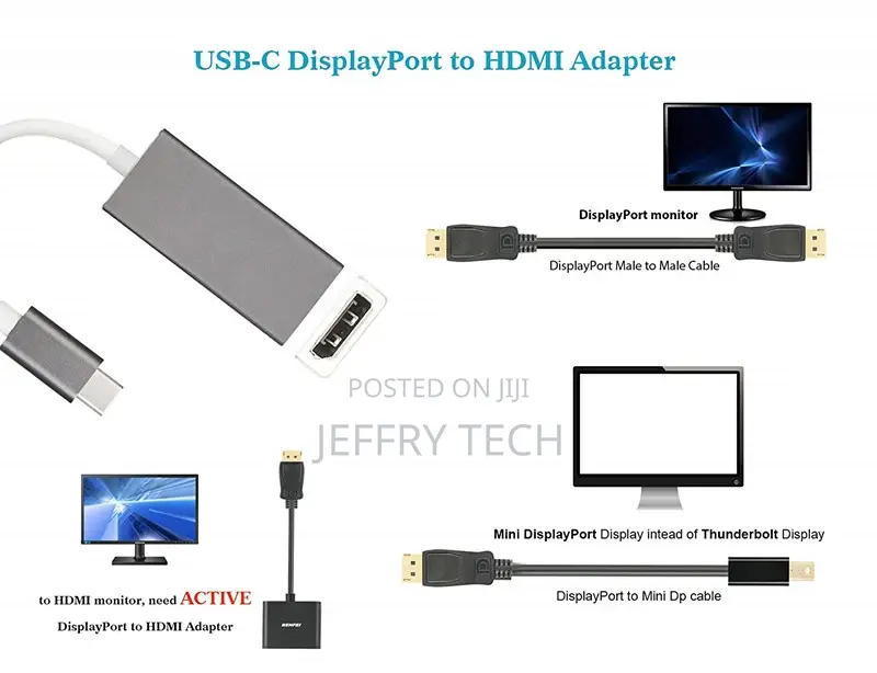 USB Type C to Displayport/Dp Male to Female Converter for Ma