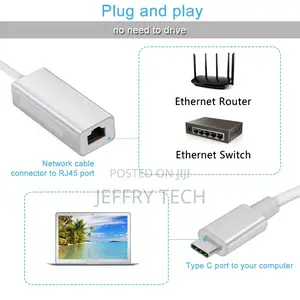 Network Adapter USB C to RJ45 Female Lan Gigabit Adapter For