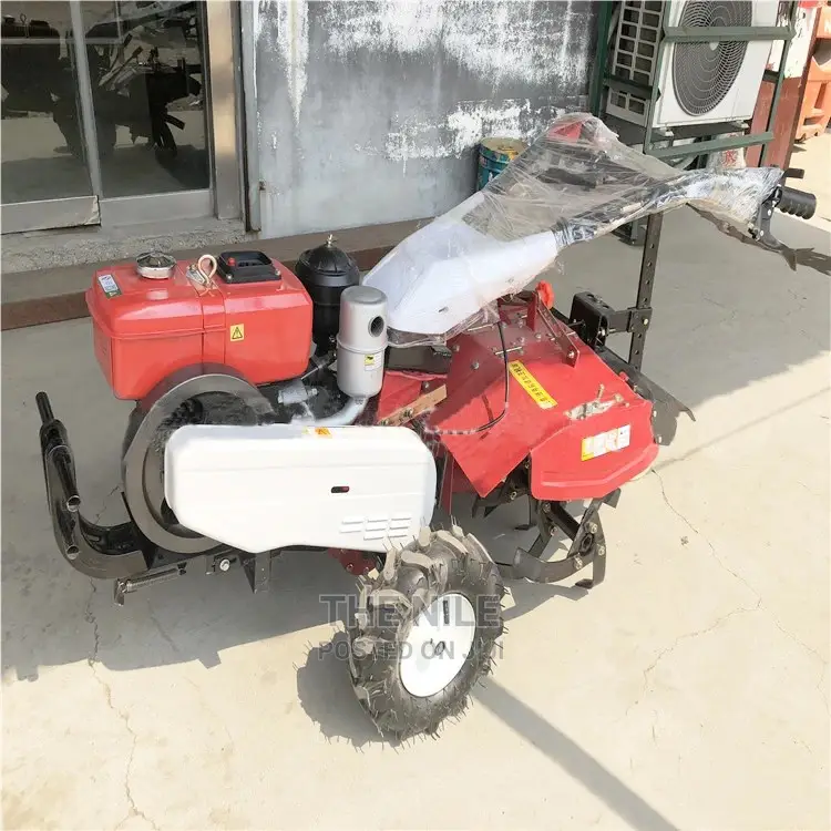 Machine Walking Tractor Plowing Land