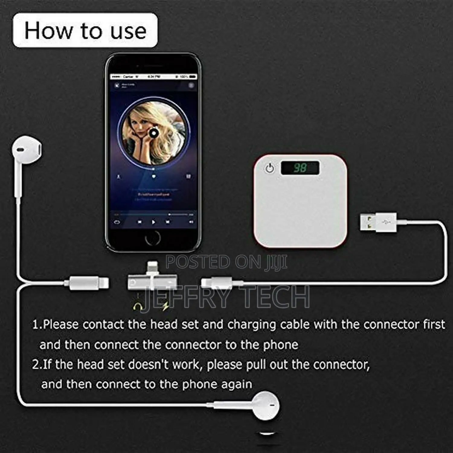 Boost 2 in 1 Adapter Splitter Audio Charge, Dual Port Splitt