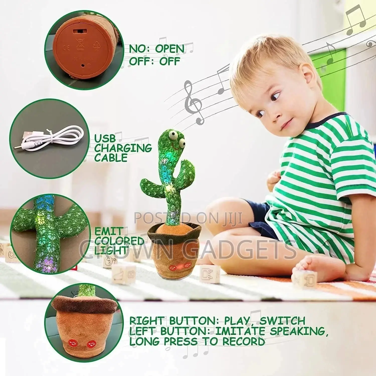Singing and Dancing Cactus Plush Holiday Decoration for Kids