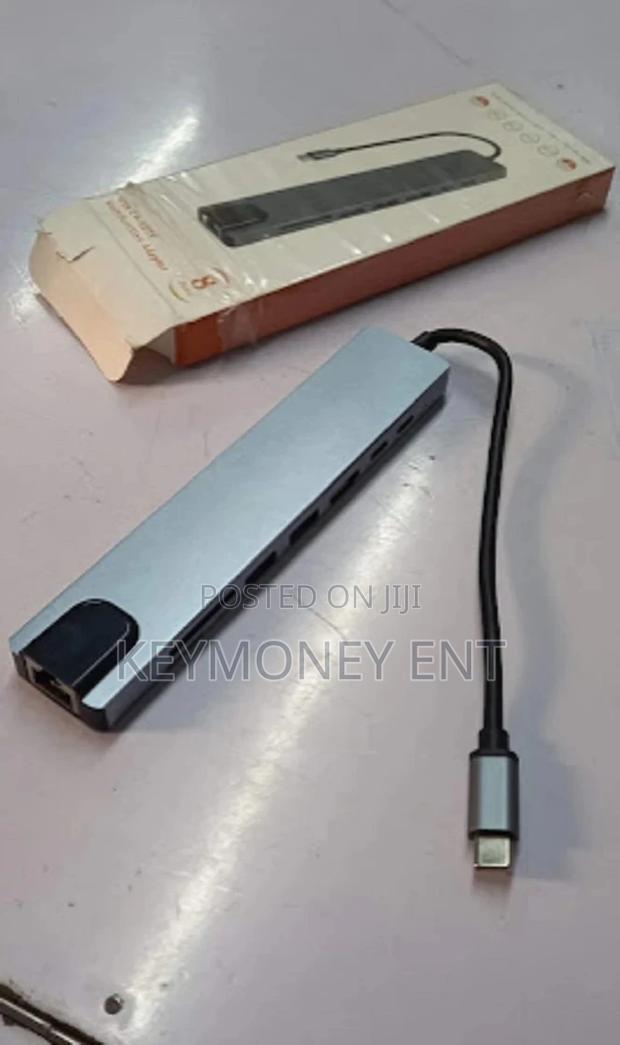8 in 1 USB C Hub Adapter With HD 100W Power Delivery USB