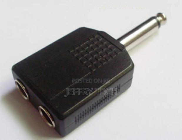 Mono 1/4" 6.35mm Audio Y Adapter Splitter 1 Male Plug to 2