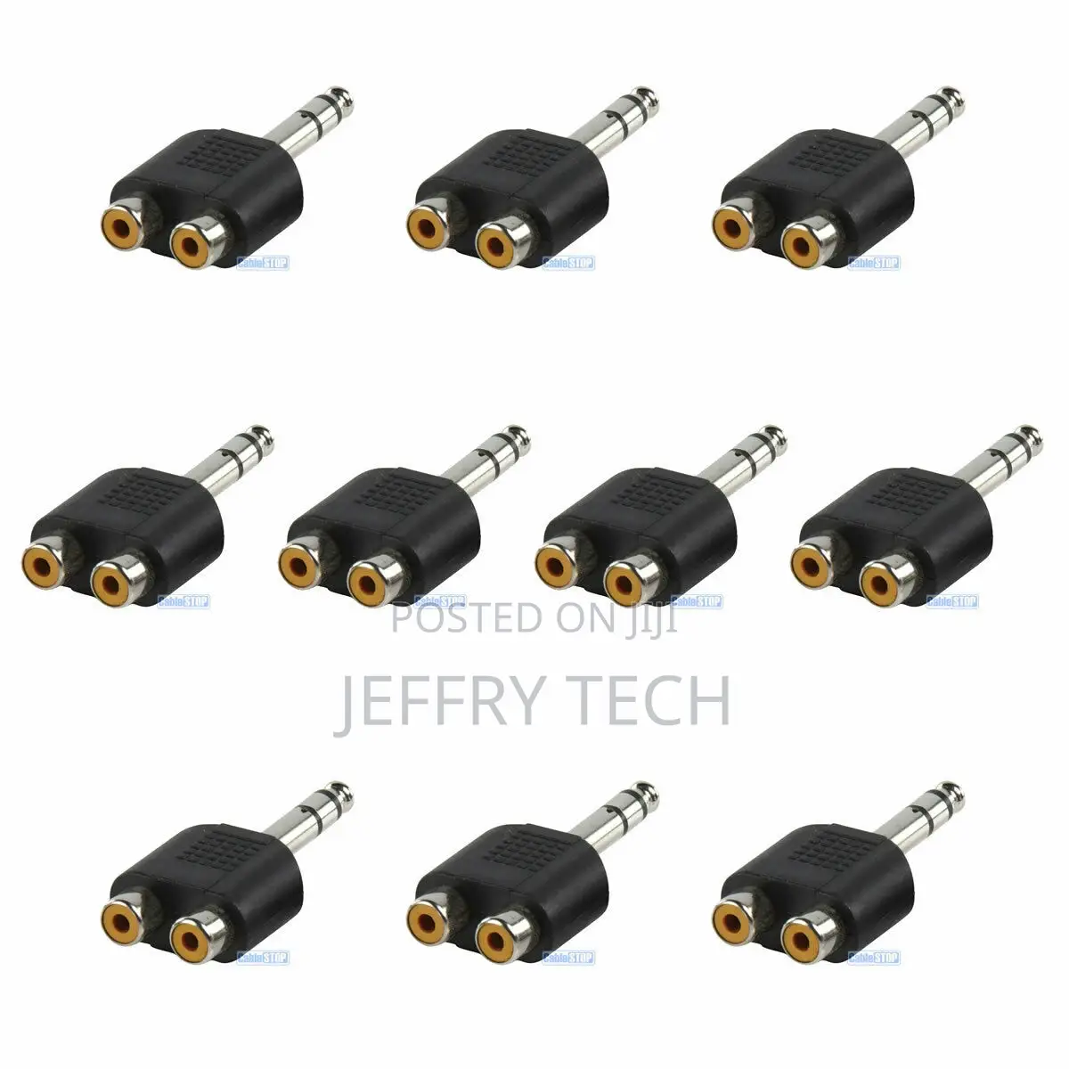 6.35mm STEREO Jack to 2x Twin RCA Phono Female Socket Audio