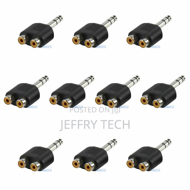 6.35mm STEREO Jack to 2x Twin RCA Phono Female Socket Audio
