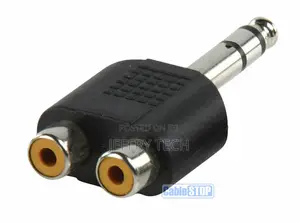 6.35mm STEREO Jack to 2x Twin RCA Phono Female Socket Audio