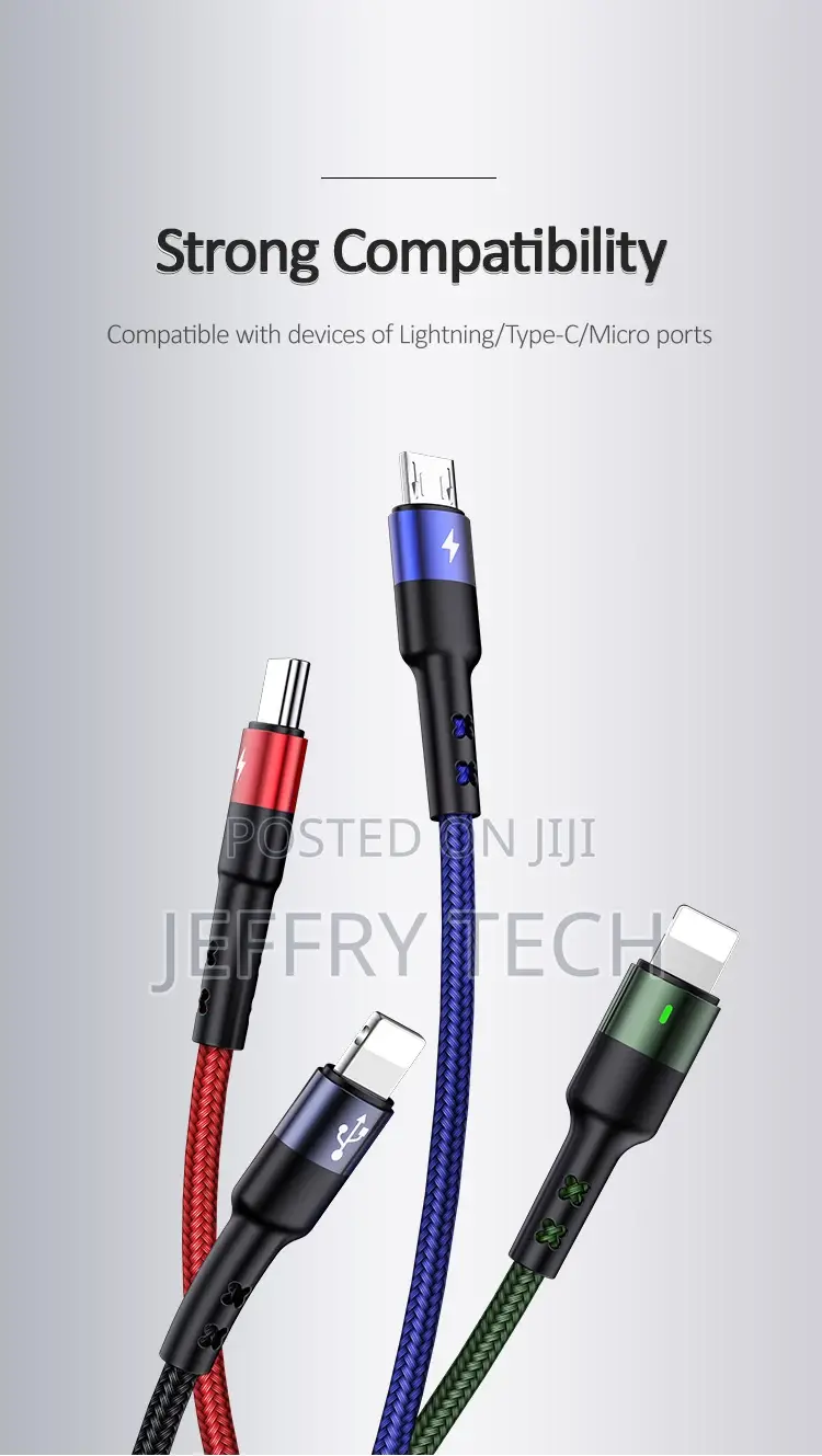 U26 4 IN 1 Braided Charging Cable 1.2M US-SJ317 Data Cable