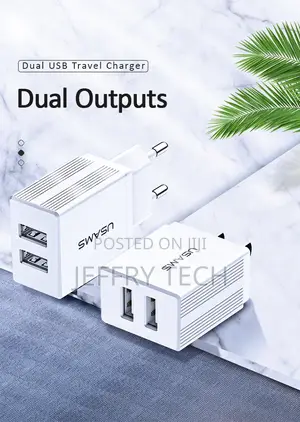 Usams Cc090 T24 2.1A Dual USB Travel Charger Eu Plug Portabl
