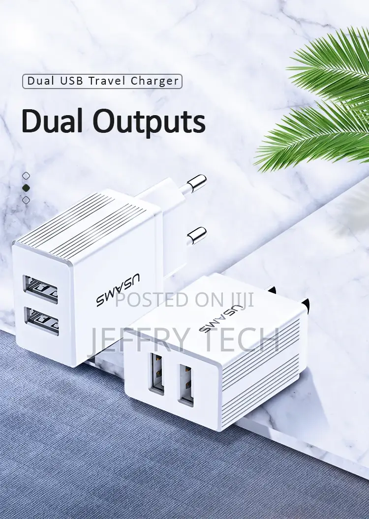 Usams Cc090 T24 2.1A Dual USB Travel Charger Eu Plug Portabl