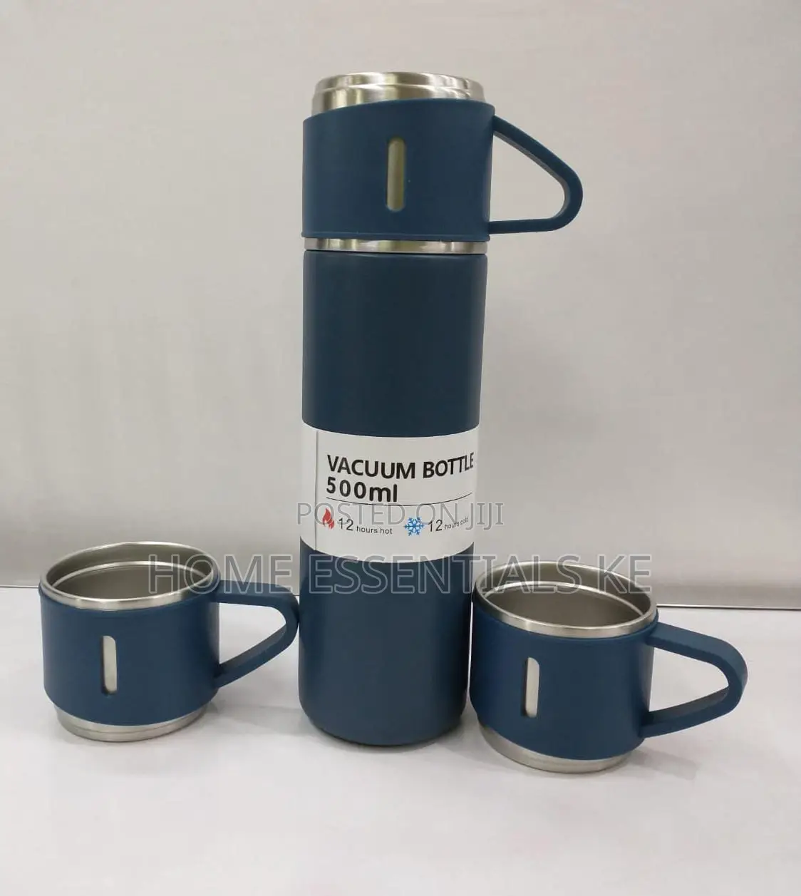 500ml Vacuum Flask With Cups Black, Silver, Grey,Blue, Green