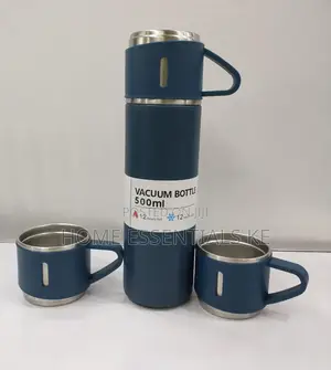 500ml Vacuum Flask With Cups Black, Silver, Grey,Blue, Green