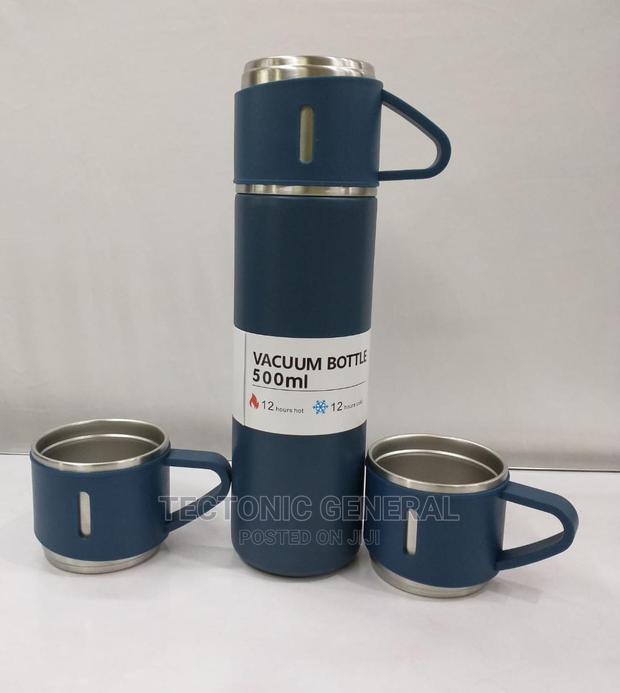 500ml Vacuum Flask With Cups Black, Silver, Grey,Blue, Green - thumbnail 3