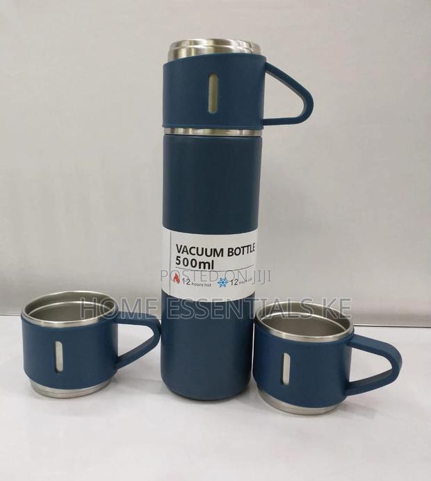 500ml Vacuum Flask With Cups Black, Silver, Grey,Blue, Green - thumbnail 2