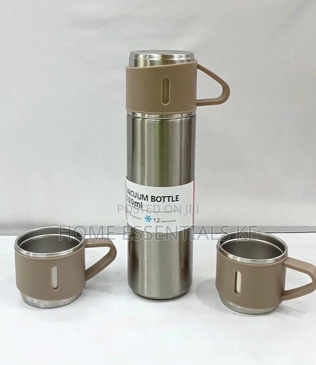 500ml Vacuum Flask With Cups Black, Silver, Grey,Blue, Green - thumbnail 4