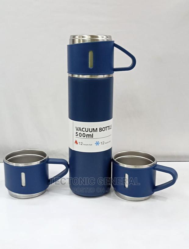 500ml Vacuum Flask With Cups Black, Silver, Grey,Blue, Green - thumbnail 4