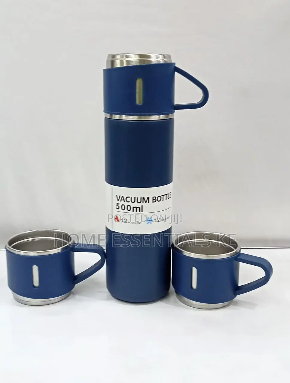 500ml Vacuum Flask With Cups Black, Silver, Grey,Blue, Green